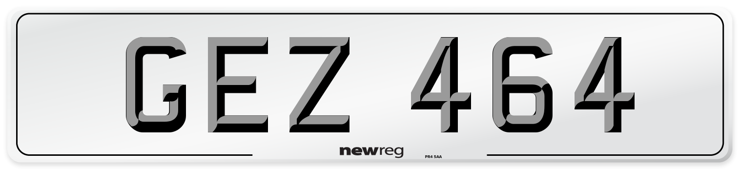 GEZ 464 Number Plate from New Reg